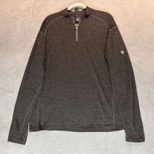 KUHL Mens Quarter Zip Top Size XL Gray Skar Merino Wool Pullover Thumb Loops